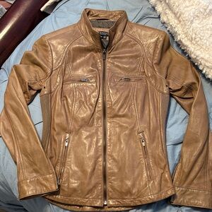 LAMARQUE Soft Brown Leather Jacket XS